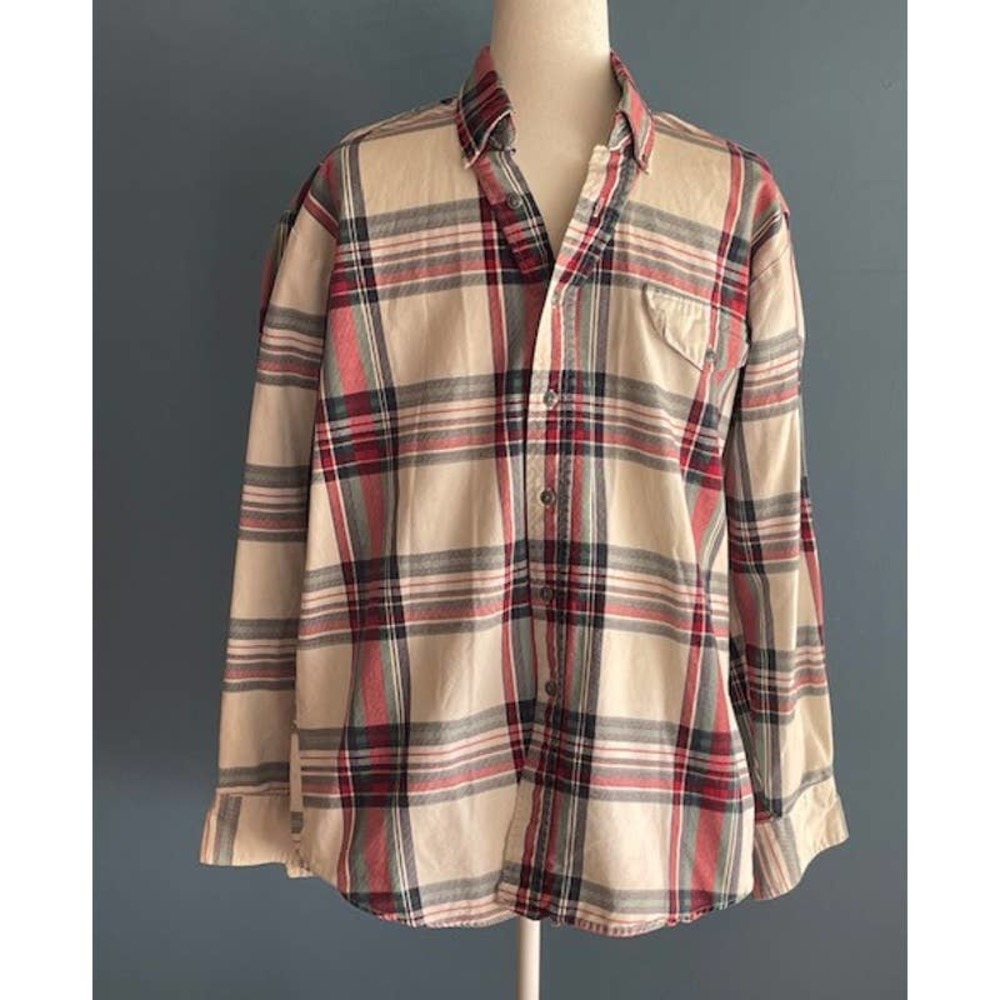 Roper Rodeo Blue Men's Large Plaid Flannel Shirt 100% Cotton Heavyweight